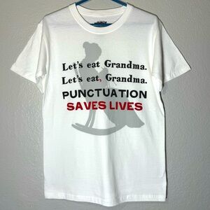 Vintage Funny T Shirt Let’s Eat Grandma Jokes Comics Festival Granny Comedy Tee
